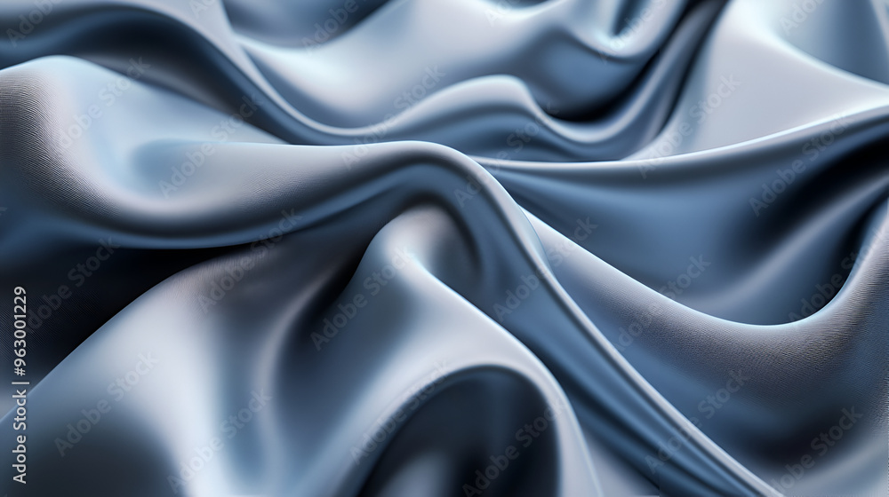 Obraz premium A dynamic silver wave texture featuring a sleek metallic finish, ideally suited for modern graphic design projects,Closeup of rippled silver satin fabric as background texture 