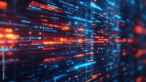 Abstract background of digital technology, data transfer, and information flow in cyberspace