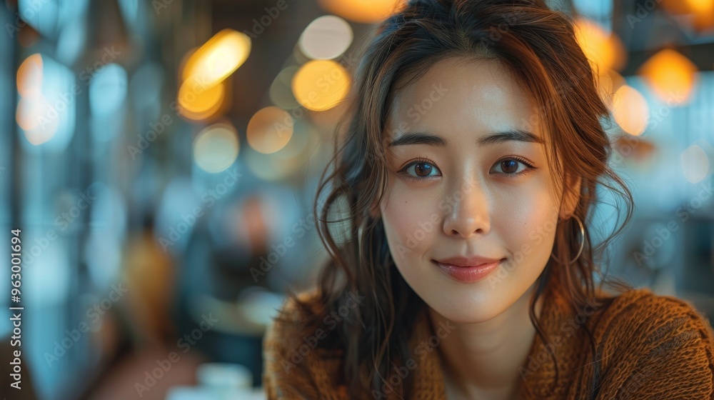 A woman with brown hair and brown eyes is smiling at the camera A woman with brown hair and brown eyes is smiling at the camera