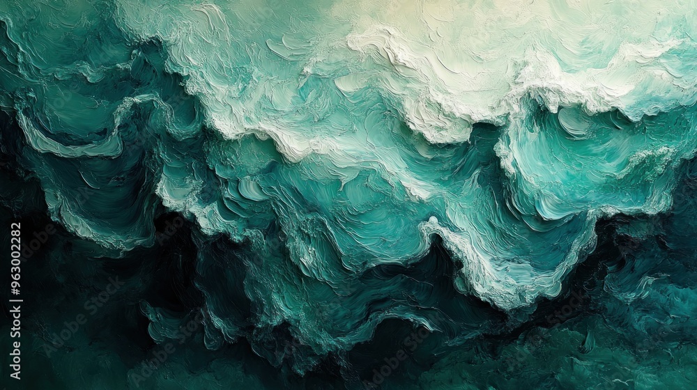 Abstract Ocean Waves in Teal and White Abstract Ocean Waves in Teal and White