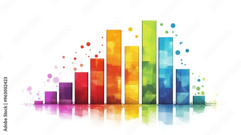Colorful bar graph on white background, data Colorful bar graph on white background, data