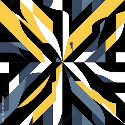 Wallpaper Mural Top view of black, yellow, blue and white abstract geometric background Torontodigital.ca
