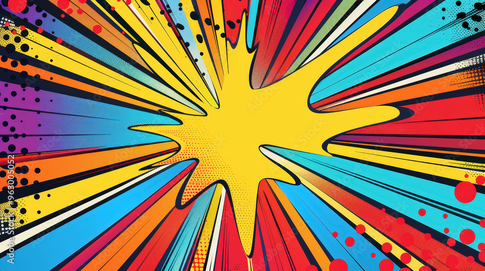 Fototapeta premium Bright colorful comic abstract background template, in a style of pop art. Generative AI
