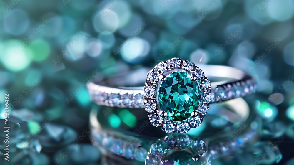 Emerald Engagement Ring with Sparkle Emerald Engagement Ring with Sparkle