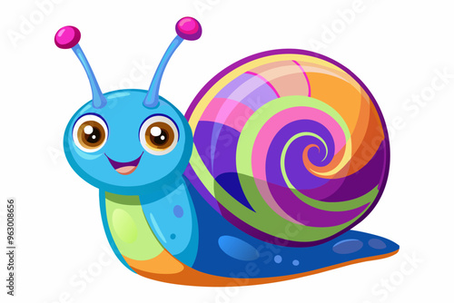  Hyper realistic cute funny snail kid in open space vector art illustration photo