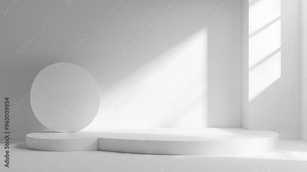 Blank white gradient background with product display space, empty studio room floor, and smooth transition, ideal for 3d rendering and modern product presentations Blank white gradient background with product display space, empty studio room floor, and smooth transition, ideal for 3d rendering and modern product presentations