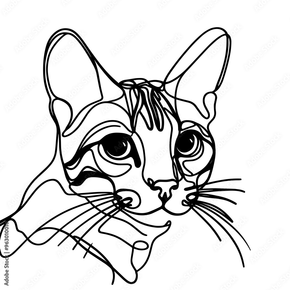 Obraz premium Close-up portrait of Bengal cat in a line drawing style