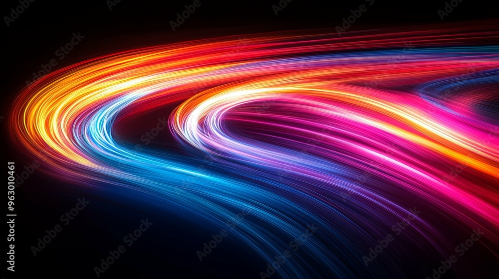 Abstract Swirling Lines of Red, Blue, Yellow, and Pink Light Abstract Swirling Lines of Red, Blue, Yellow, and Pink Light