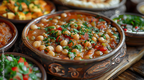 Moroccanthemed product launch Rabat harira soup almond pastries Experience wishes success innovation attendees savor rich textures spices that define Moroccan gastronomy in the capital city of Morocco photo