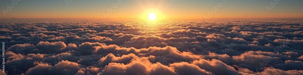 A plane flies over the clouds at sunrise A plane flies over the clouds at sunrise