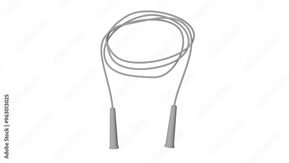 Withe jump rope isolated on transparent and white background. Sport concept. 3D render Withe jump rope isolated on transparent and white background. Sport concept. 3D render