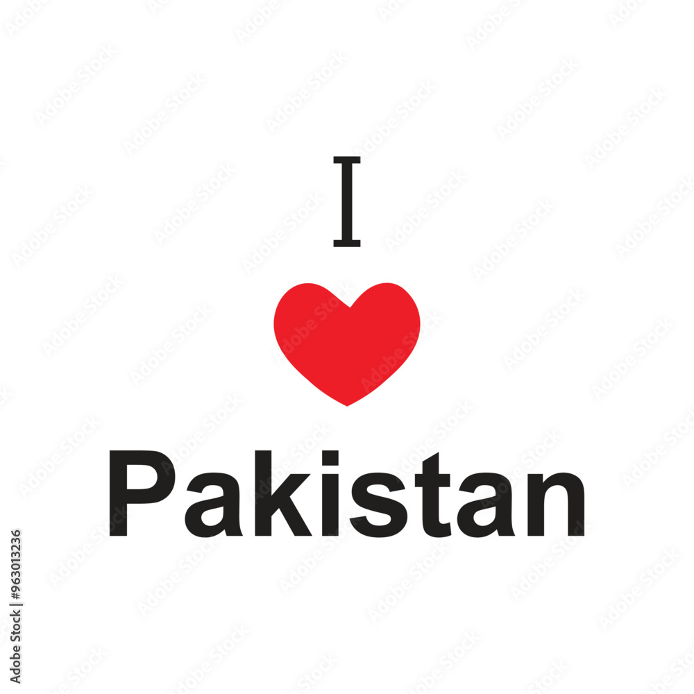 I love Pakistan text on white background in modern vector style I love Pakistan text on white background in modern vector style