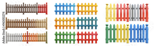 Set of variety of fences in different colors pack are displayed