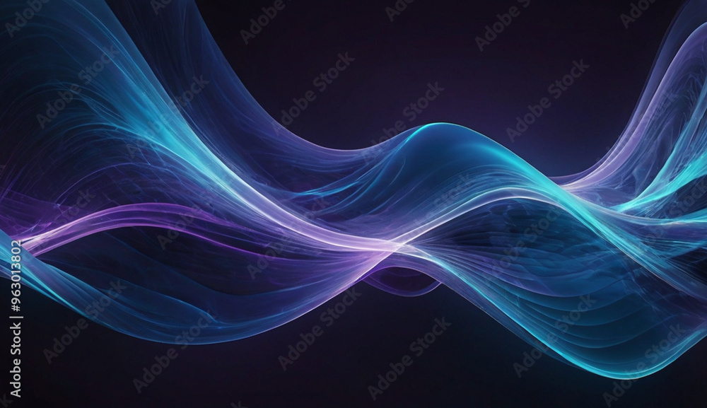 Abstract waves of light in shades of blue and purple flow gracefully across a dark background, creating a sense of motion and ethereal beauty. Abstract waves of light in shades of blue and purple flow gracefully across a dark background, creating a sense of motion and ethereal beauty.