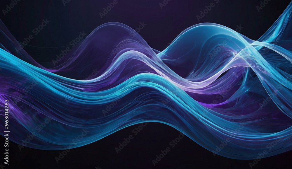 Abstract waves of light in shades of blue and purple flow gracefully across a dark background, creating a sense of motion and ethereal beauty. Abstract waves of light in shades of blue and purple flow gracefully across a dark background, creating a sense of motion and ethereal beauty.