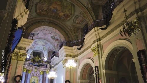 MINSK, BELARUS - DECAMBER 29, 2017: Cathedral of the Holy Name of Mary is a Roman Catholic baroque cathedral in Minsk. It is the seat of the Roman Catholic Archdiocese of Minsk-Mohilev. photo