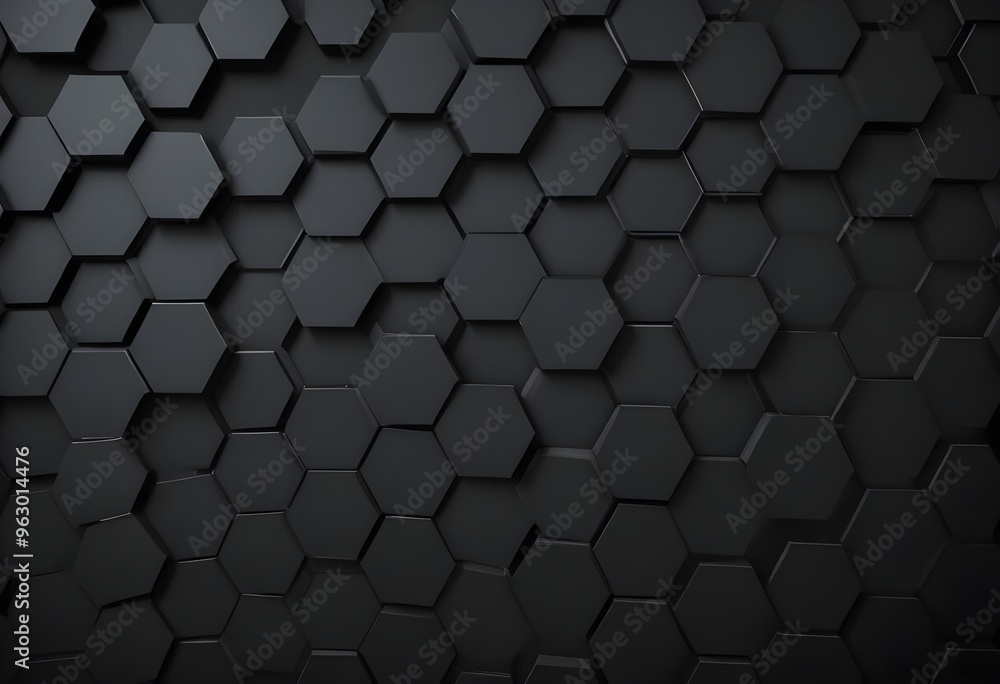 Hexagonal dark grey, black background texture, 3d illustration, 3d rendering, grey hexagons modern background Hexagonal dark grey, black background texture, 3d illustration, 3d rendering, grey hexagons modern background