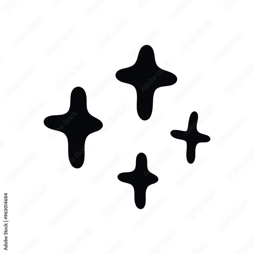An abstract, irregularly shaped sparkles in black and white, resembling stars or decorative elements An abstract, irregularly shaped sparkles in black and white, resembling stars or decorative elements
