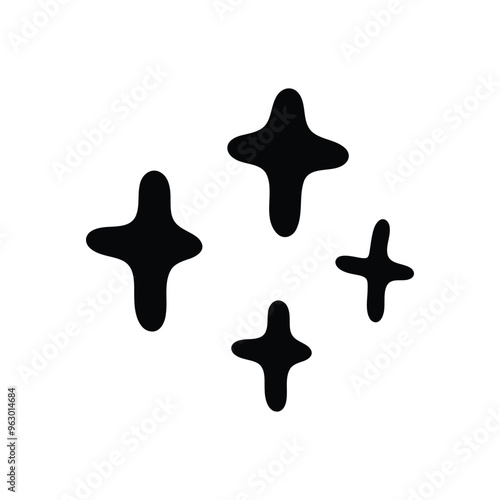 An abstract, irregularly shaped sparkles in black and white, resembling stars or decorative elements