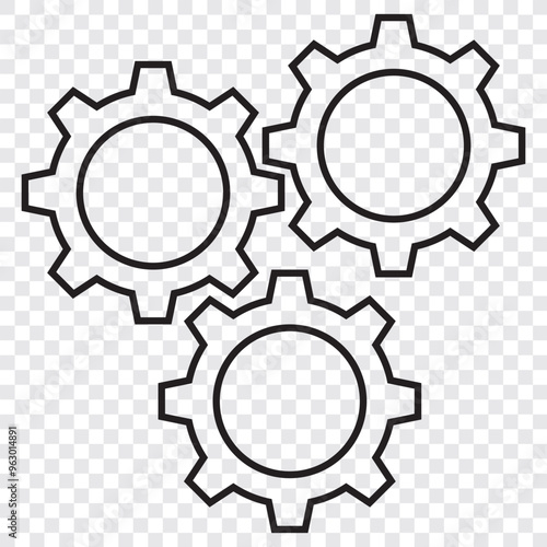 Gears or settings icon, stock vector. Two-tone version on Transparent background. EPS 10.