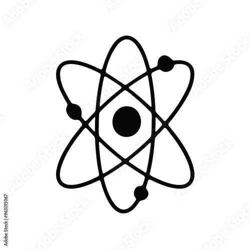 illustration of an atomic structure, featuring electrons orbiting the nucleus