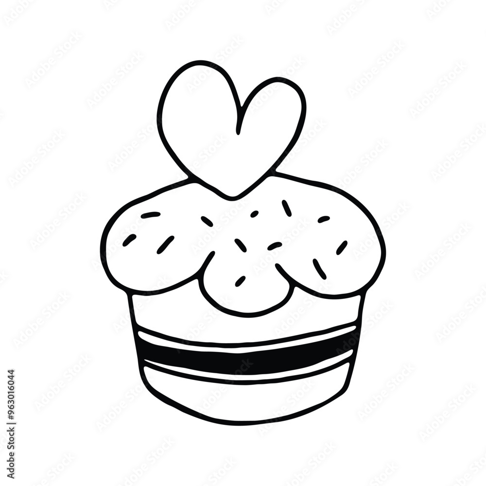 illustration of a cupcake topped with a heart. illustration of a cupcake topped with a heart.