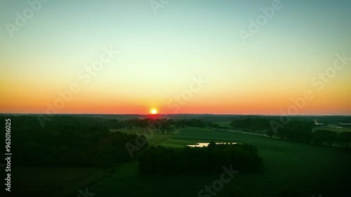 Wallpaper Mural Green meadows, fields and a pond in midwest state of Kentucky near Wester Kentucky Parkway during sunrise Torontodigital.ca