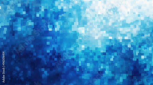 Aesthetic abstract background highlighting a mosaic of pixelated patterns in a range of blue shades, producing a unique and artistic design.