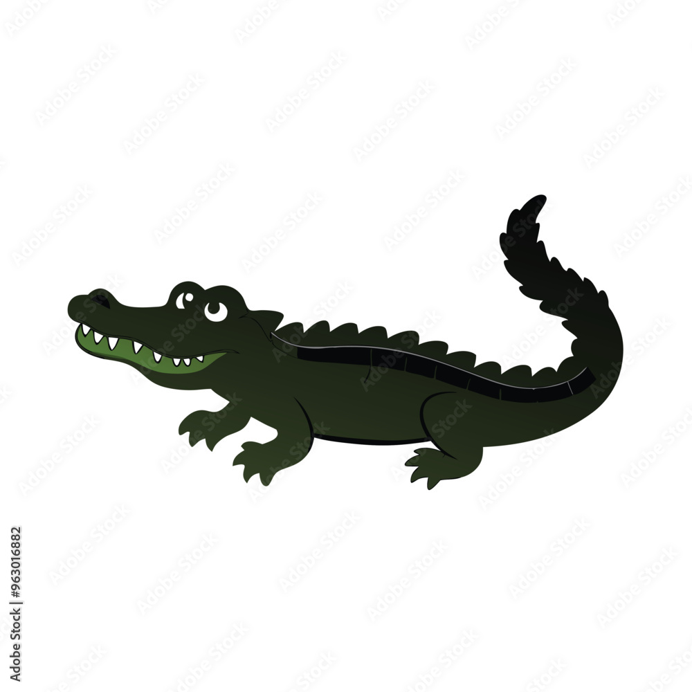A crocodile with a mouth open and the word alligator, white background, A crocodile with a mouth open and the word alligator, white background,
