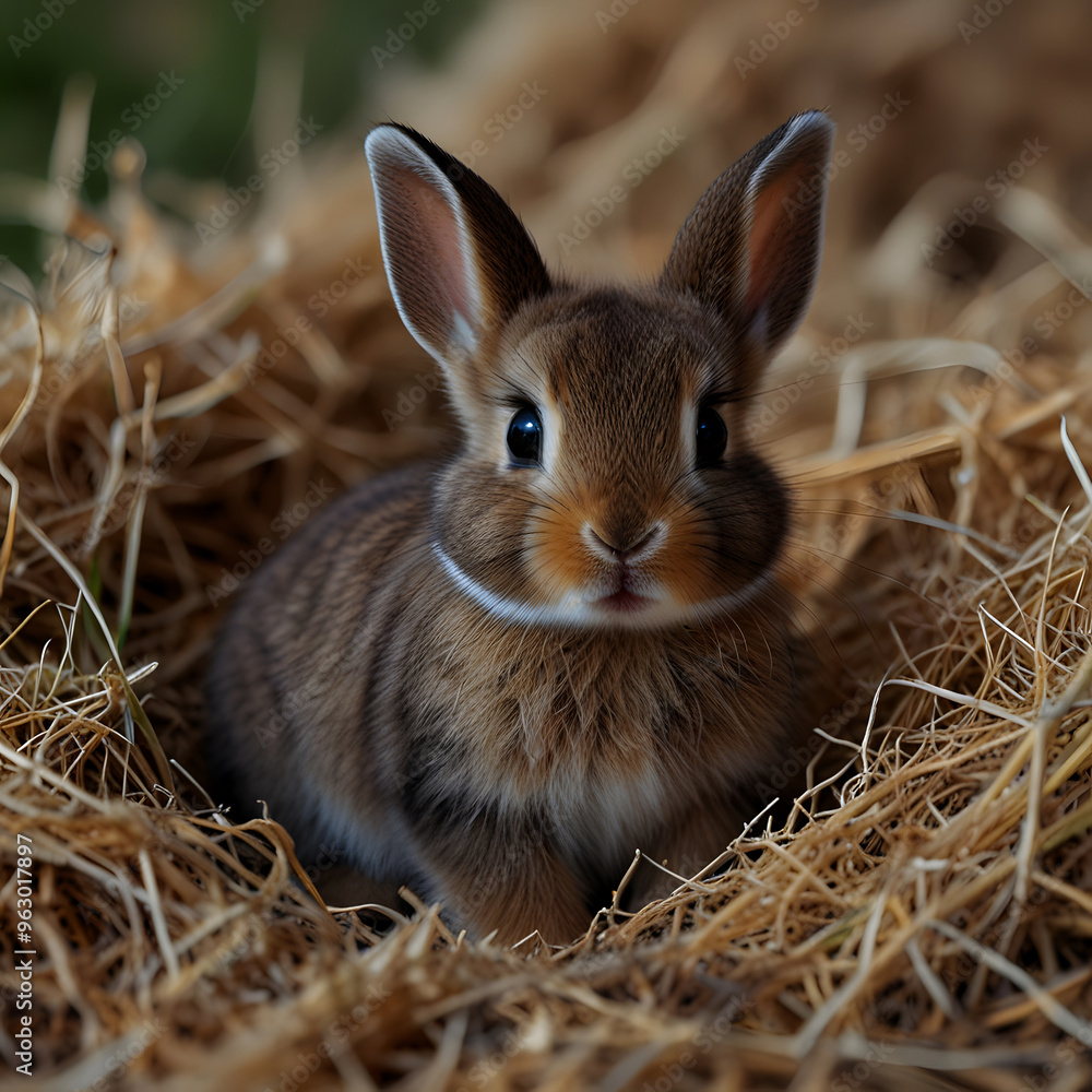 Fototapeta premium baby rabbit, Brown rabbit standing up