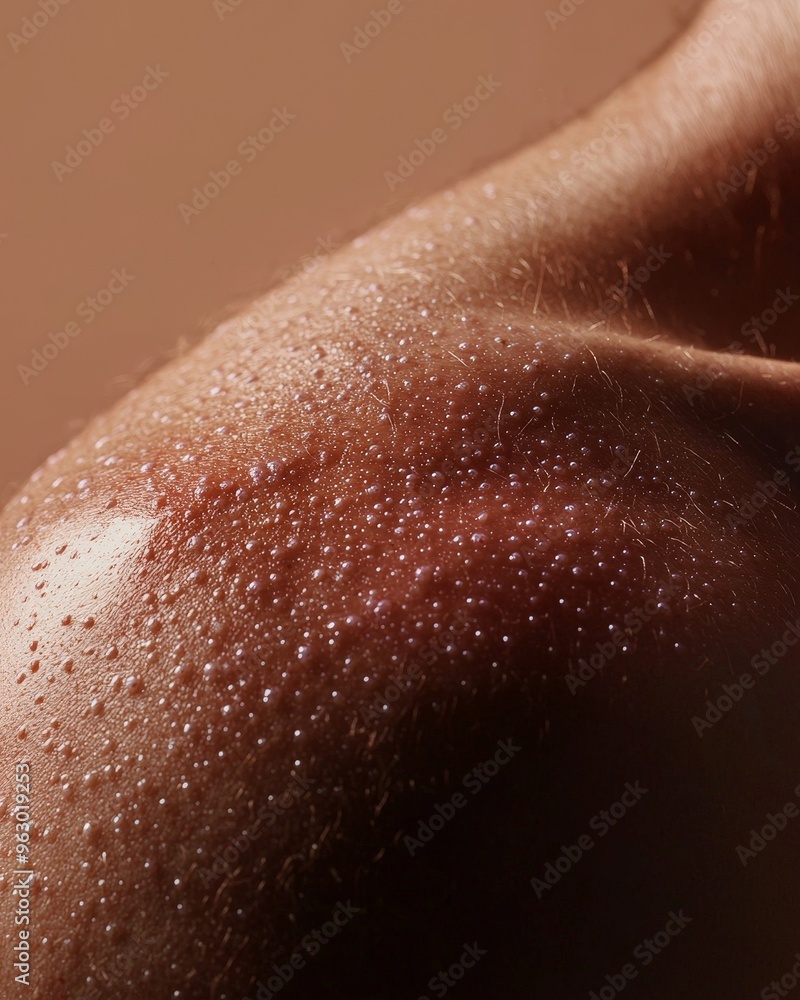 Fototapeta premium A woman's back is wet and covered in small white beads
