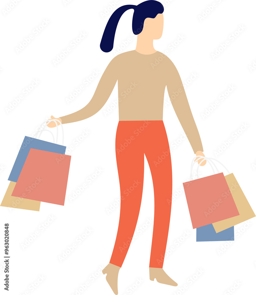 Woman Shopping Illustration Woman Shopping Illustration