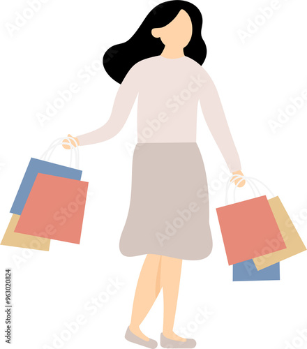 Woman Shopping Illustration