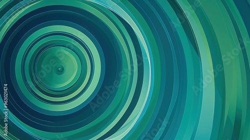 Colorful abstract background with concentric circles of varying shades of blue and green, creating a layered and dynamic effect.