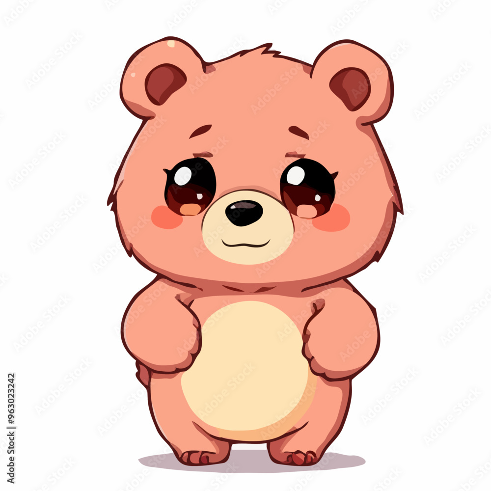 A cute brown teddy bear sits smiling with a heart in its paws, isolated on a white background A cute brown teddy bear sits smiling with a heart in its paws, isolated on a white background