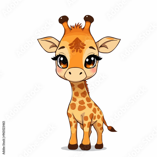 süße Cartoon-Giraffe mit großen Augen