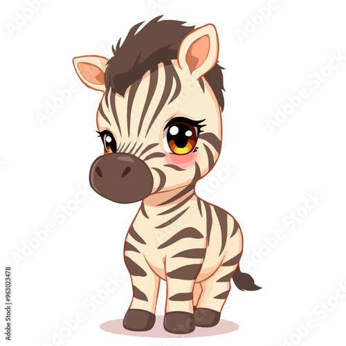 Niedliches cartoonhaftes Zebra mit großen Augen