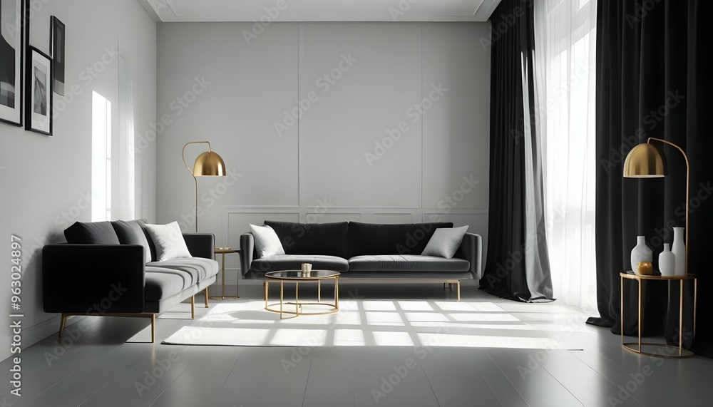 Photo interior modern design room 3d illustration Photo interior modern design room 3d illustration