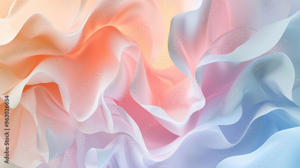 Fototapeta premium Beautiful abstract design showcasing a pastel gradient and overlapping shapes, creating a harmonious and tranquil atmosphere.