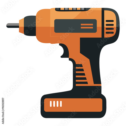 cordless drill, with a pistol grip and a rotating drill bit at the front