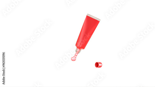 red lip gloss cosmetic cream jell 3D rendering photo