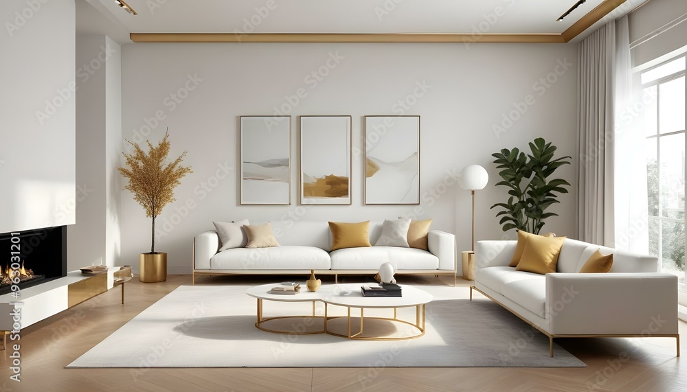 Fototapeta premium Photo interior modern design room 3d illustration