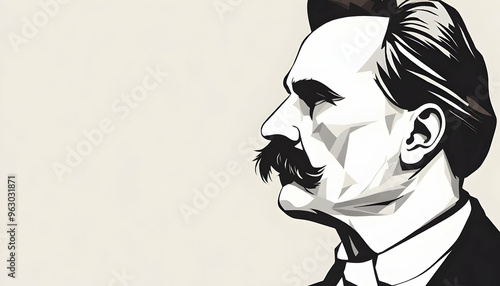 Friedrich Nietzsche Illustration with Blank Space for Quotes
