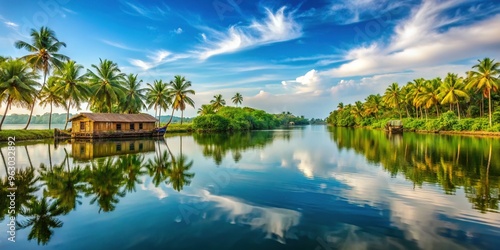 Calm serene lake serene Kerala backwaters photo