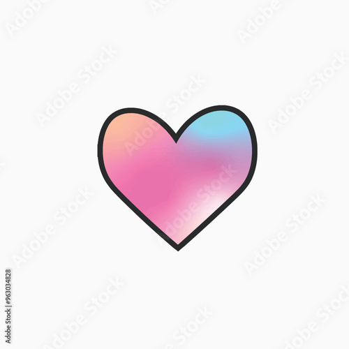 love shaped gradient color in outline flat vector design.