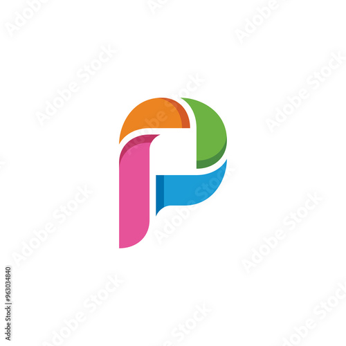 Colorful Letter P Logo design vector template