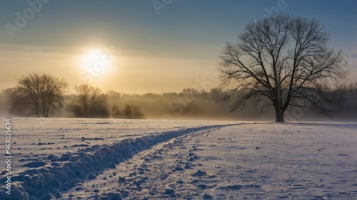 winter morning landscape of a quiet place