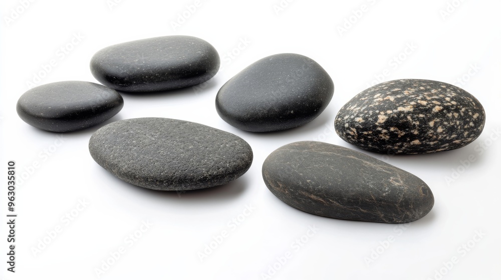 Smooth Gray Stones On White Background. Smooth Gray Stones On White Background.