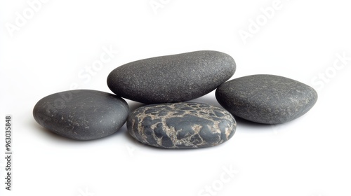 Four Smooth Black River Rocks.