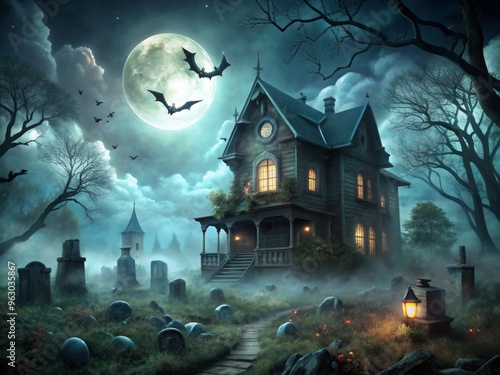 halloween background with house photo